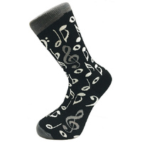 Grey & White Music Notes Socks