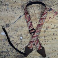Colonial Leather Aboriginal Art Rag Ukulele Strap – Women Collecting Water Brown