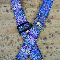 Aboriginal Art Rag Ukulele Strap – Yalke Wetlands Purple