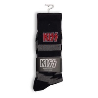 Perris Licensed KISS "Lightning Stripes" Large Crew Socks in Charcoal (1-Pair)