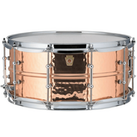Ludwig L1LC662KT Copper Phonic 6.5x14 Hammered Shell Snare Drum w/ Tube lugs