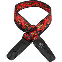 Lock-It Straps Bob Masse Rock Art Leather End Guitar Strap Red Thistles