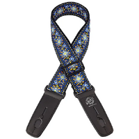 Lock-It Retro Vintage 2" Guitar Strap Jacquard Blue Chill