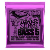 Ernie Ball 2821 Power Slinky 5-String Nickel Wound Electric Bass Strings 50-135