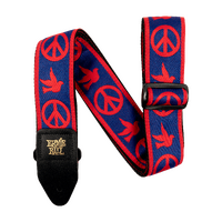 Ernie Ball Jacquard Guitar Strap - Red And Blue Peace Love Dove