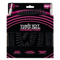 Ernie Ball E6044 30' Coiled Straight/Straight Instrument Cable - Black