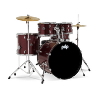 PDP Centre Stage 5-Piece Drum kit w/ Hardware and Cymbals - Red Ruby Sparkle