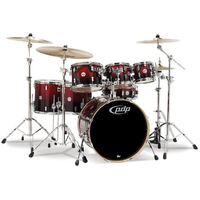 PDP Concept Maple 7-Piece Shell Pack - Red To Black Sparkle Fade
