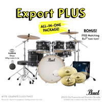 Pearl Export EXX 6 Piece Plus Kit  Package - Graphite Silver Twist