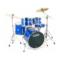 PDP Mainstage 5 Piece Metallic Blue Drum Kit w/ Upgraded Evans American Heads