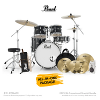 Pearl Roadshow-Plus 20″ Fusion Drum Kit Pack - Jet Black