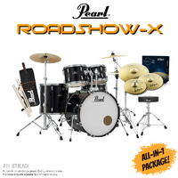 Pearl Roadshow-x 22" Fusion Plus Drum Kit Pack Jet Black