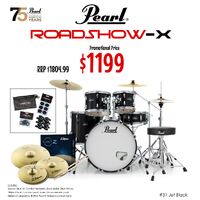 Pearl Roadshow-x 22" Fusion Plus Drum Kit Pack Jet Black
