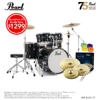 Pearl Roadshow-x Evolve 22" Fusion Plus Drum Kit Pack Jet Black