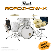 Pearl Roadshow-x 22" Fusion Plus Drum Kit Pack - Pure White