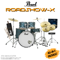 Pearl Roadshow-x 22" Fusion Plus Drum Kit Pack Aqua Blue Glitter