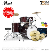 Pearl Roadshow-x Evolve 22" Fusion Plus Drum Kit Pack Red Wine