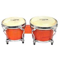 Percussion Plus Deluxe 6 & 7" Wooden Bongos in Gloss Natural Lacquer Finish