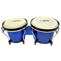 Percussion Plus 6 & 6-3/4" Wooden Bongos in Gloss Blue Lacquer Finish