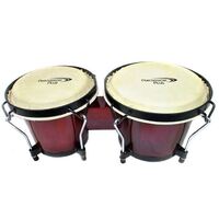 Percussion Plus 6 & 6-3/4" Wooden Bongos in Gloss Red Lacquer Finish