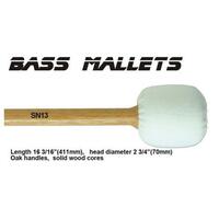 Percussion Plus BassDrum Mallets (411mm Long)  SOLD AS SINGLE (70mm Head) Oak Handle - Solid Wood Core