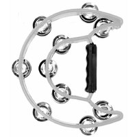 Percussion Plus PPTW20WHI 1/2 Moon Shaped Tambourine (White)