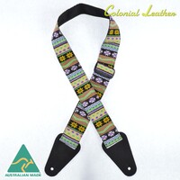 Colonial Leather Candy Stripe Yellow Rag Guitar Strap