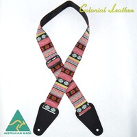 Colonial Leather Candy Stripe Red Rag Guitar Strap