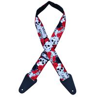 Colonial Leather Rose & Skeleton Rag Guitar Strap