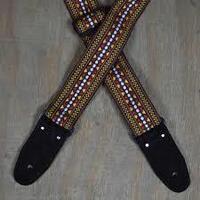 COLONIAL LEATHER RSJ-05-C-BROWN-JACQUARD-WEBBING-GUITAR-STRAP