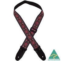 Colonial Leather Jacquard 50mm Webbing Guitar Strap - Pink Trumpet Flowers