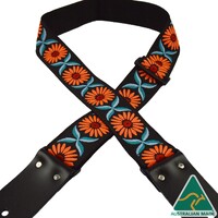 Colonial Leather Jacquard Rag Strap - Orange Daisy