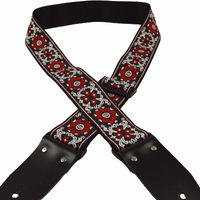 Colonial Leather Jacquard Rag Strap - Red Flower