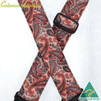 Colonial Leather Paisley Rag Strap - Tan & Red