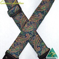 Colonial Leather Paisley Rag Strap - Green