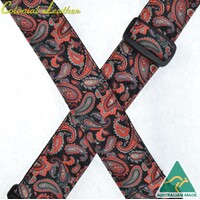 Colonial Leather Paisley Rag Strap - Navy & Pink