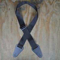 BLACK WEBBING WITH HEAVY DUTY LEATHER ENDS GUITAR STRAP