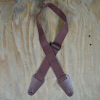 Colonial Leather Brown Webbing with Heavy Duty Leather Ends Guitar Strap
