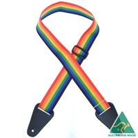 Colonial Leather Rainbow Webbing Guitar Strap With Heavy Duty Leather Ends