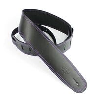 DSL SGE 2.5" Classic Guitar Strap - Black, Purple Stitching