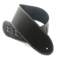 DSL SGE 3.5" Classic Guitar Strap Black, Beige Stitching