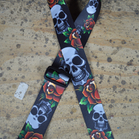 Black Skull Printed Webbing Guitar Strap