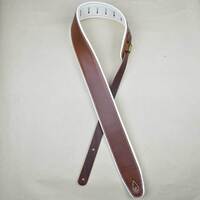 2.5″ Padded Upholstery Leather Guitar Strap Brown & White