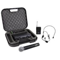 SoundArt SWS-290-MBP Dual Channel Wireless Microphone Set with Lapel, Headset & Hand Held Mic