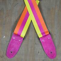 COLONIAL LEATHER WSTRI-RA STRIPED WEBBING GUITAR STRAP - RAINBOW