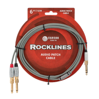 Carson Rocklines YHQ6 3.5mm to 6.3mm Split Audio Patch Cable - 6ft