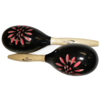 Percussion Plus Wood Maracas Black w/ Flower